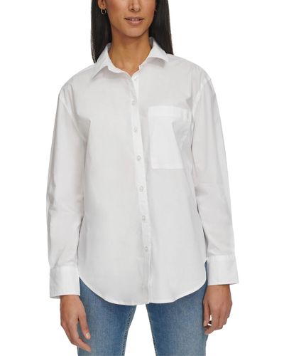 Calvin Klein Button-front Cotton Top - White