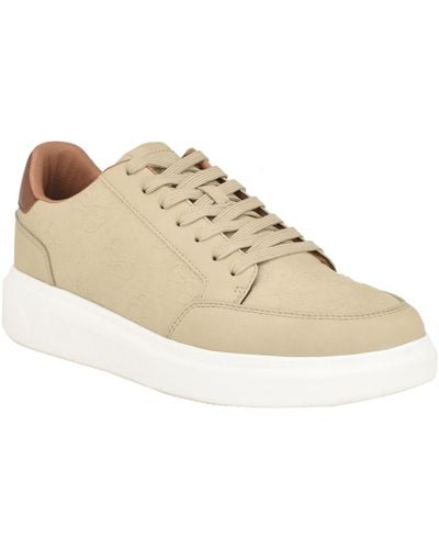 Guess Creed Branded Lace Up Fashion Sneakers - Natural