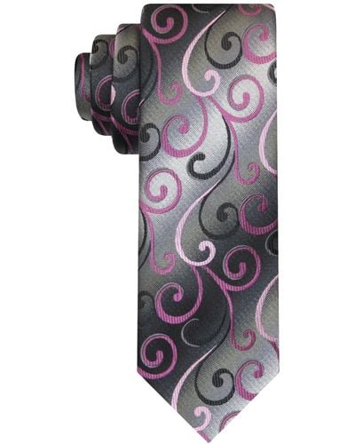 Van Heusen Shimmering Swirl Long Tie - Purple