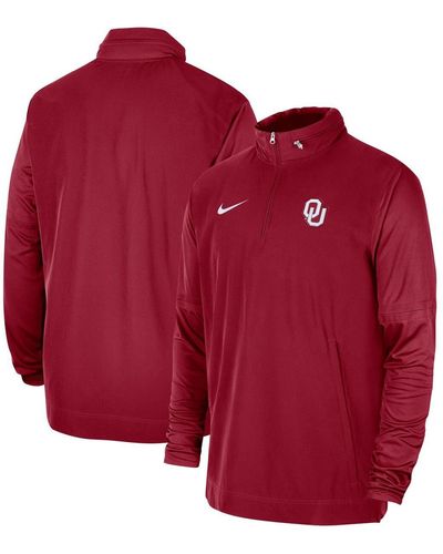 Nike Oklahoma Sooners 2023 Coach Half-zip Hooded Jacket - Red