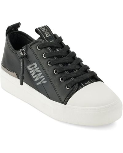 DKNY Chaney Lace-up Zipper Sneakers - Black