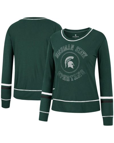 Colosseum Athletics Michigan State Spartans Heathrow Super Soft Long Sleeve T-shirt - Green