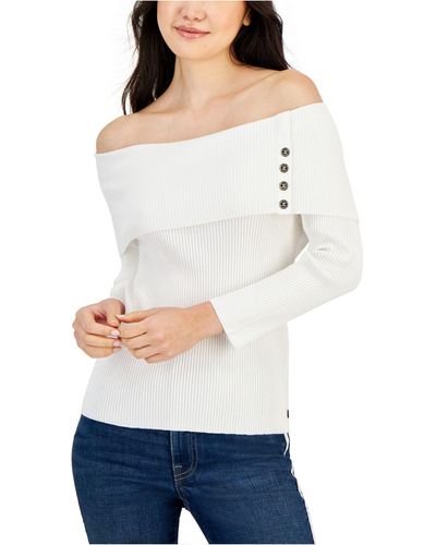 Tommy Hilfiger Ribbed Off-the-shoulder Sweater - White