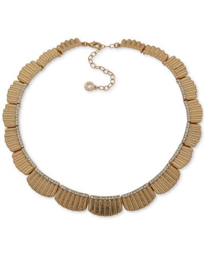 Anne Klein Gold-tone Pave Scalloped Collar Necklace - Metallic