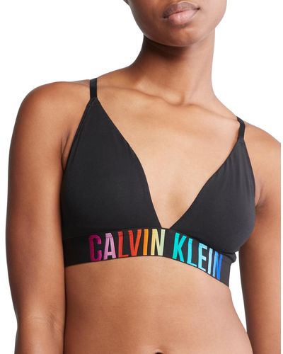Calvin Klein Intense Power Pride Cotton Lightly Lined Triangle Bralette Qf7830 - Blue