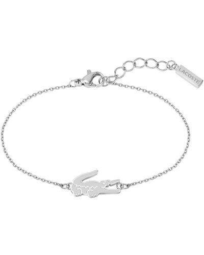 Lacoste Stainless Steel Crocodile Bracelet - White