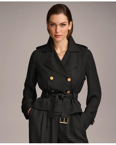 Donna Karan Cropped Belted Jacket - Black