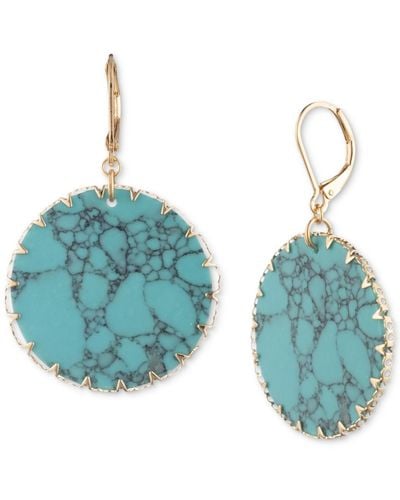 Lonna & Lilly Gold-tone & Colored Disc Drop Earrings - Blue
