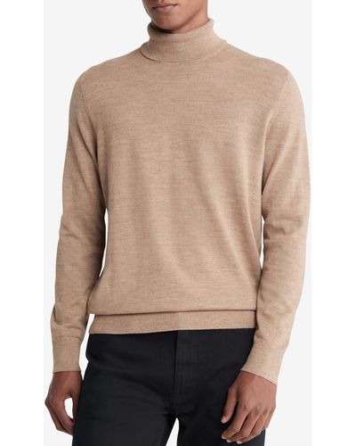 Calvin Klein Regular-fit Turtleneck Sweater - Natural