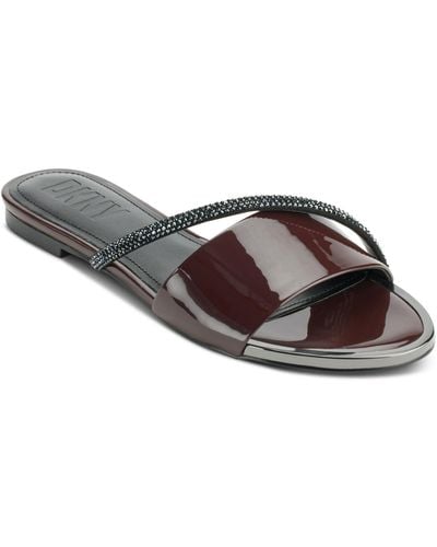 DKNY Tali Slip-on Embellished Slide Sandals - Brown