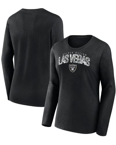 Fanatics Las Vegas Raiders Plus Size Measure Distance Scoop Neck Long Sleeve T-shirt - Black