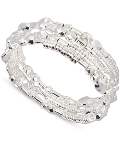 Style & Co. Tone Beaded Multi-row Coil Bracelet - White