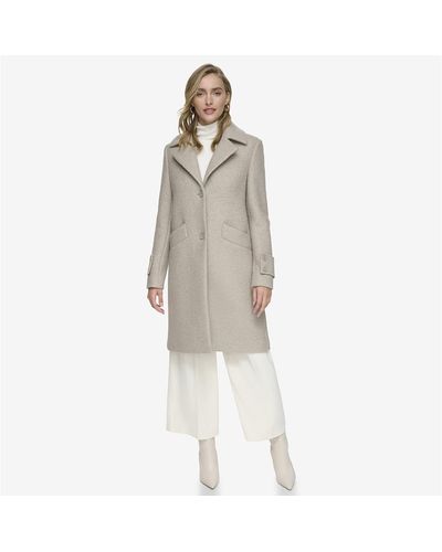 Andrew Marc Regine Sb Soft Wool Boucle Coat With Back Vent - White