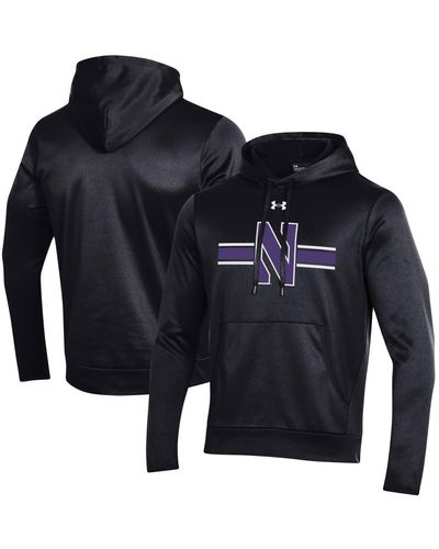 Under Armour Northwestern Wildcats Logo Stripe Fleece Pullover Hoodie - Black