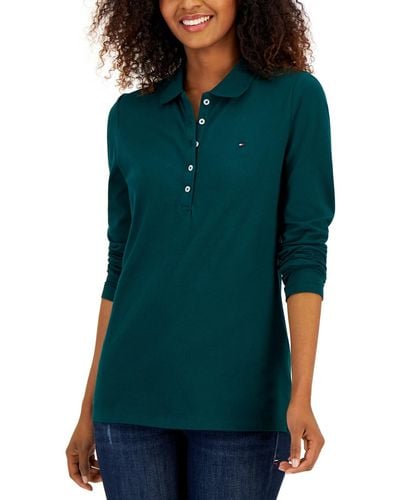 Tommy Hilfiger Logo Long-sleeve Polo Shirt - Green
