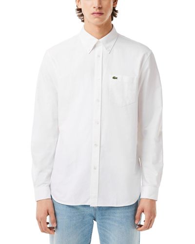 Lacoste Woven Long Sleeve Button-down Oxford Shirt - White