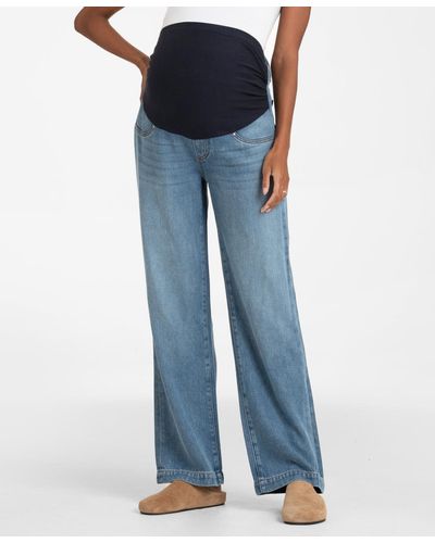 Seraphine Maternity Mid Bump Wide Leg Maternity Jeans - Blue