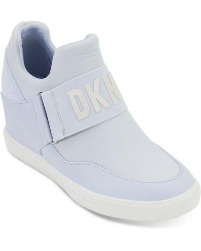 DKNY Cosmos Slip-on Logo Wedge Sneakers - Blue