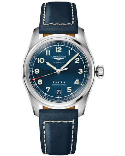 Longines Swiss Automatic Chronometer Spirit Leather Strap Watch 37mm - Gray