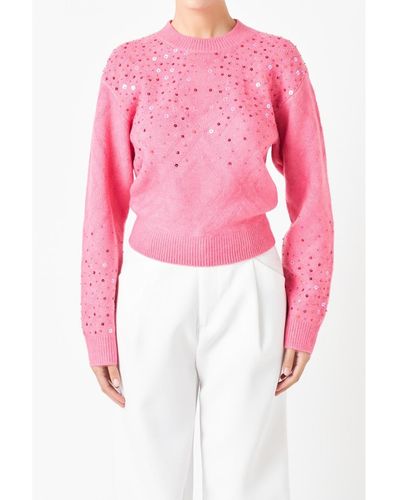 Endless Rose Sequins Knit Sweater - Pink