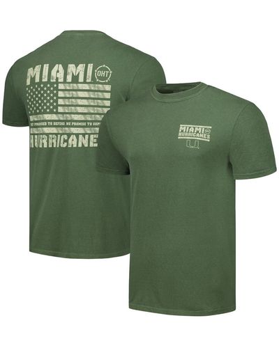 Image One Miami Hurricanes Oht Military-inspired Appreciation Comfort Colors T-shirt - Green