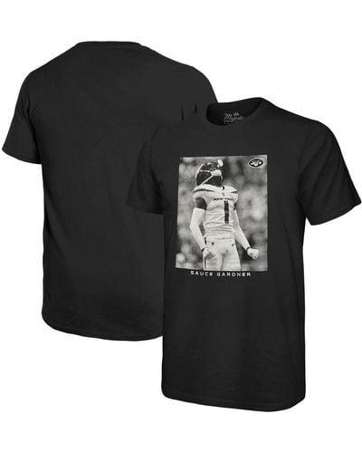 Majestic Threads Sauce Gardner New York Jets Oversized Player Image T-shirt - Black