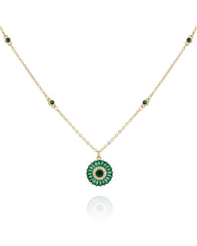 Tahari Clear Glass Stone Pendant Charm Necklace - Metallic
