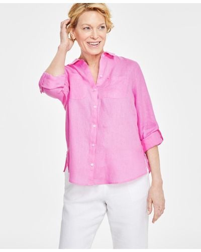 Charter Club 100% Linen Shirt - Pink