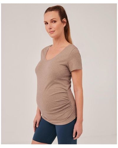 Pact Maternity Ruched V-neck Tee - Multicolor