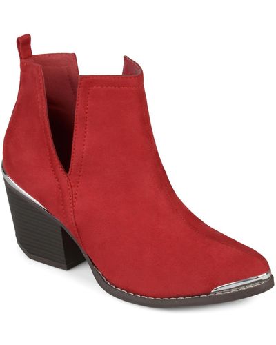 Journee Collection Issla Block Heel Western Booties - Red