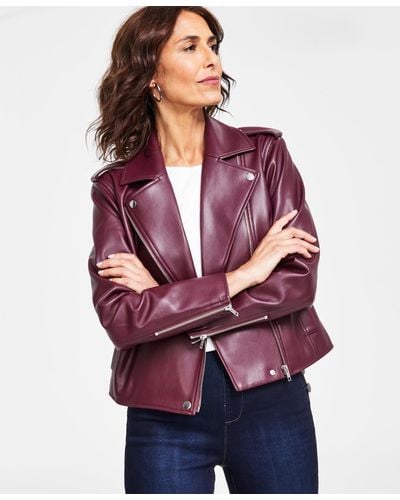 INC International Concepts Faux-leather Jacket - Purple