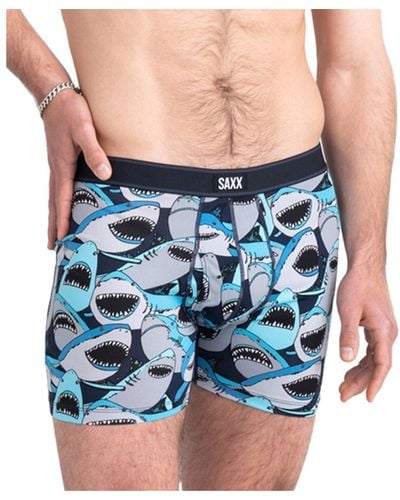 Saxx Underwear Co. Daytripper Relaxed-fit Printed Boxer Briefs - Blue