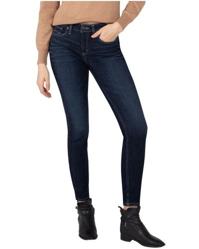 Silver Jeans Co. The Curvy High Rise Skinny Jeans - Blue