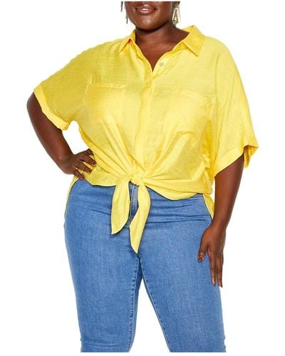 City Chic Plus Size Relaxed Summer Shirt - Blue