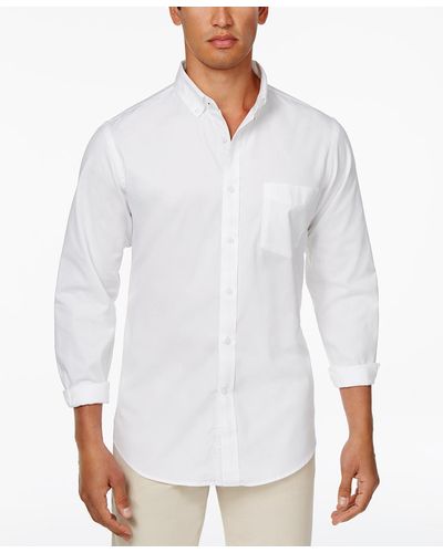 Club Room Solid Stretch Oxford Cotton Shirt - White