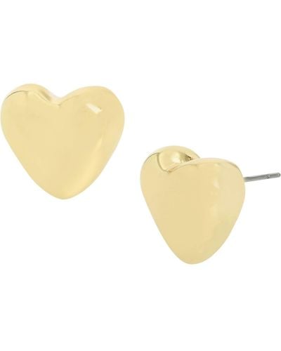 Robert Lee Morris Tone Puffy Heart Stud Earrings - White