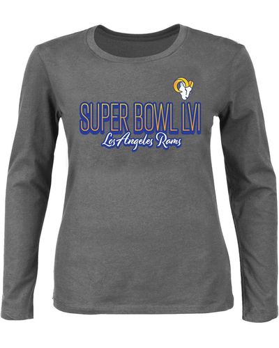 Fanatics Los Angeles Rams Super Bowl Lvi Bound Plus Size Color Fade Scoop Neck Long Sleeve T-shirt - Gray