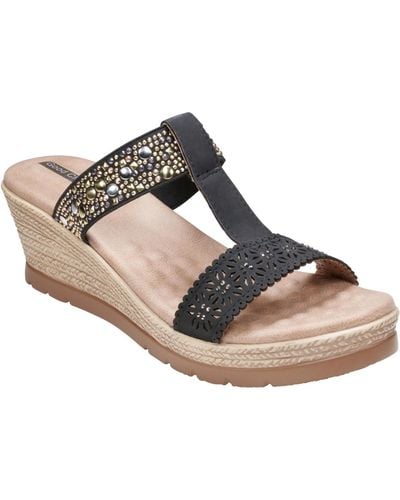 Gc Shoes Alena T-strap Wedge Sandals - Black