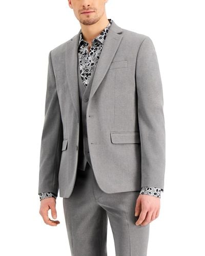 INC International Concepts Slim-fit Gray Solid Suit Jacket