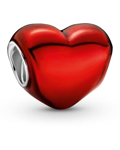 PANDORA Sterling Silver Metallic Heart Charm - Red