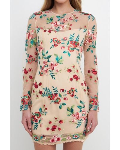Endless Rose Floral Embroidered Dress - Multicolor