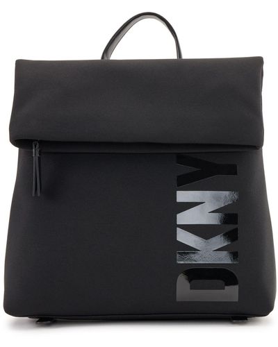 DKNY Tilly Logo Medium Zip-top Flap Backpack - Black