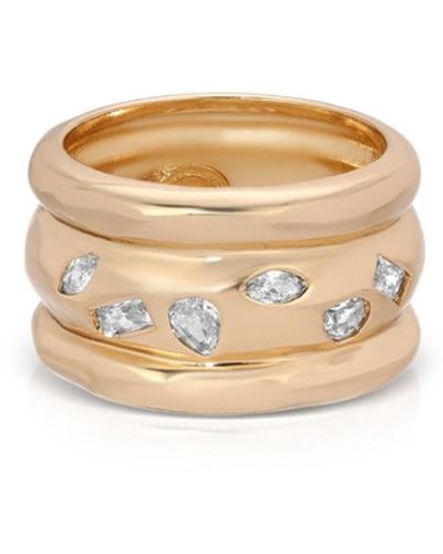 Ettika Bezel Crystal Thick 18k Plated Ring - White