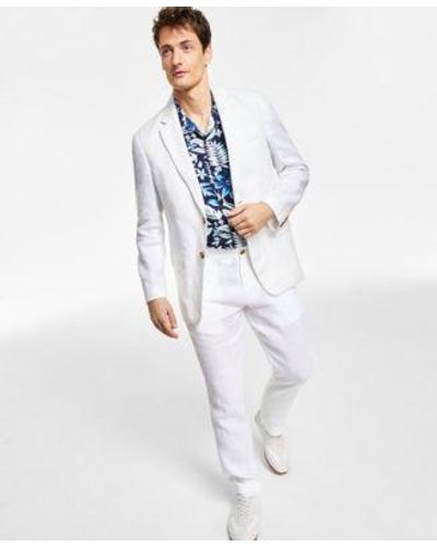 Club Room Linen Blazer Dress Pants Lagoon Breeze Shirt Separates Created For Macys - White