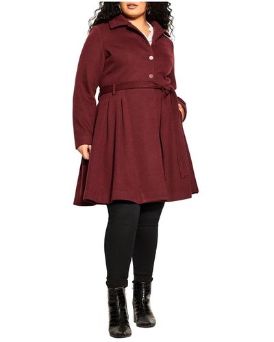 City Chic Plus Size Blushing Belle Coat - Red