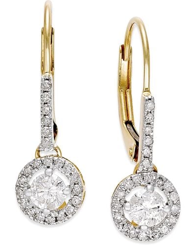 Macy's Diamond Round Drop Earrings In 14k White Gold (1/2 Ct. T.w.) - Metallic