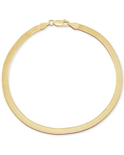 Macy's Polished & Beveled Herringbone Link Chain Bracelet - Metallic