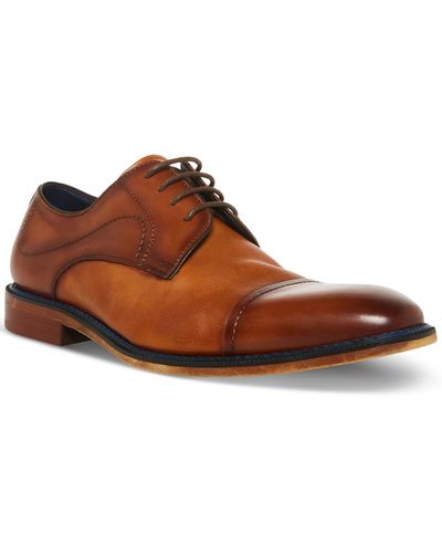 Steve Madden Zane Tonal & Textured Leather Mid Oxford Dress Shoe - Brown