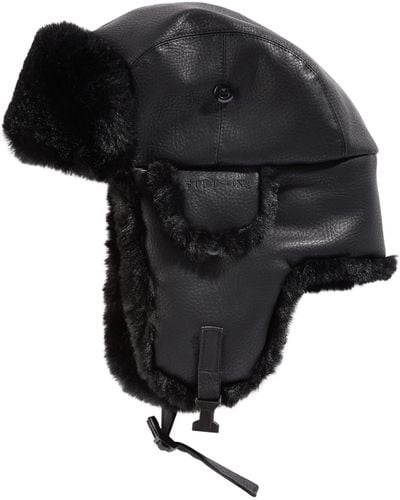 Stetson Faux-leather Trapper Hat - Black