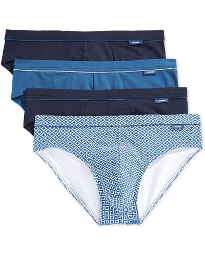 Jockey Stretch Tagless Bikini Briefs, 4 Pack - Blue